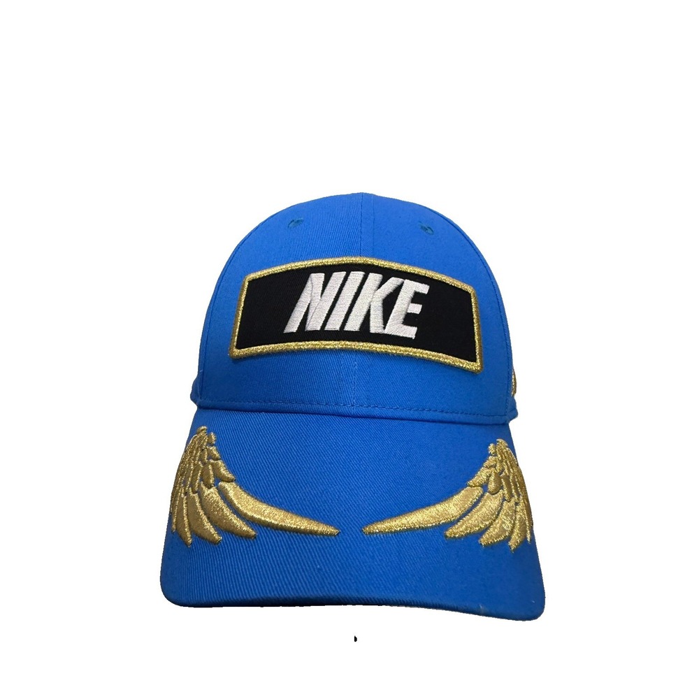 Nike Club Cap Structured Racing Hat Blue Gold Angel Wings Adult Unisex L/XL